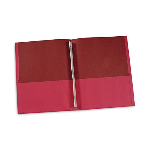 Two-Pocket Portfolios with Tang Fasteners, 0.5" Capacity, 11 x 8.5, Red, 25/Box. Picture 4