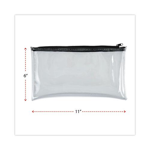 Zippered Wallets/Cases, Leatherette PU, 11 x 6, Clear/Black, 2/Pack. Picture 3