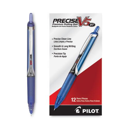 Precise V5RT Roller Ball Pen, Retractable, Extra-Fine 0.5 mm, Blue Ink, Blue Barrel. Picture 3