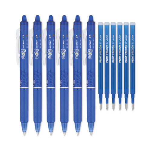 FriXion Clicker Erasable Gel Pen, Retractable, Fine 0.7 mm, Blue Ink, Blue Barrel. Picture 4