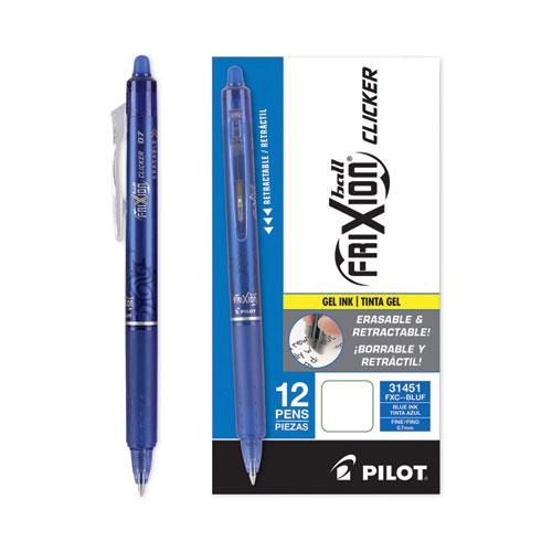 FriXion Clicker Erasable Gel Pen, Retractable, Fine 0.7 mm, Blue Ink, Blue Barrel. Picture 3