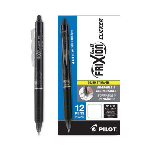 FriXion Clicker Erasable Gel Pen, Retractable, Fine 0.7 mm, Black Ink, Black Barrel. Picture 5