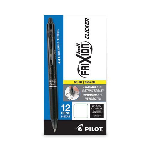 FriXion Clicker Erasable Gel Pen, Retractable, Fine 0.7 mm, Black Ink, Black Barrel. Picture 2