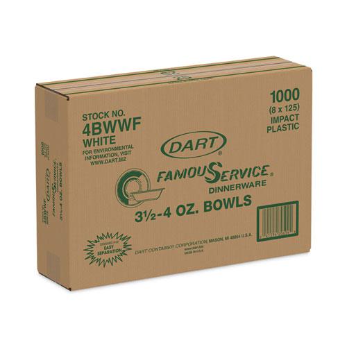 Famous Service Impact Plastic Dinnerware, Bowl, 5 to 6 oz, White, 125/Pack. Picture 2