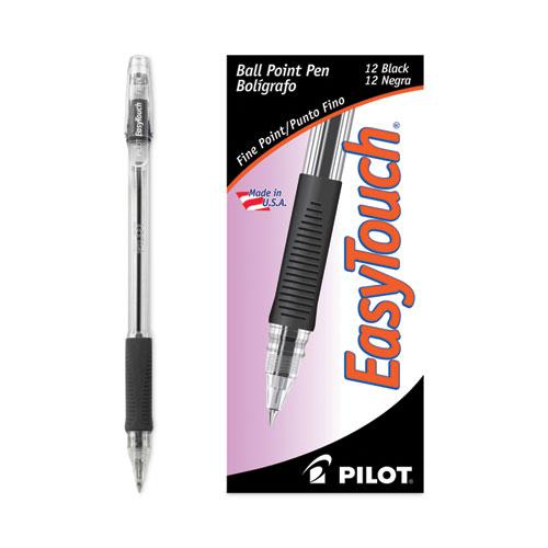 EasyTouch Ballpoint Pen, Stick, Fine 0.7 mm, Black Ink, Clear/Black Barrel, Dozen. Picture 3