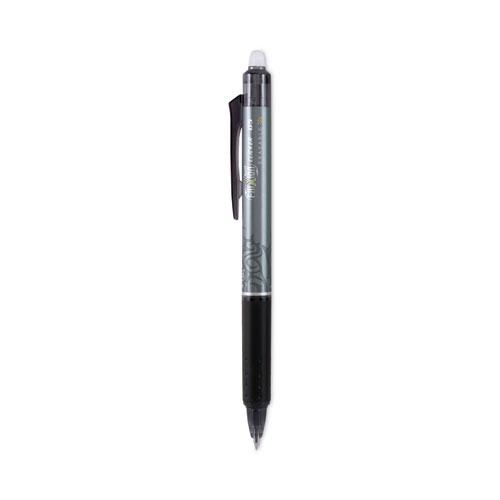 FriXion Clicker Erasable Gel Pen, Retractable, Extra-Fine 0.5 mm, Black Ink, Black Barrel, Dozen. Picture 1