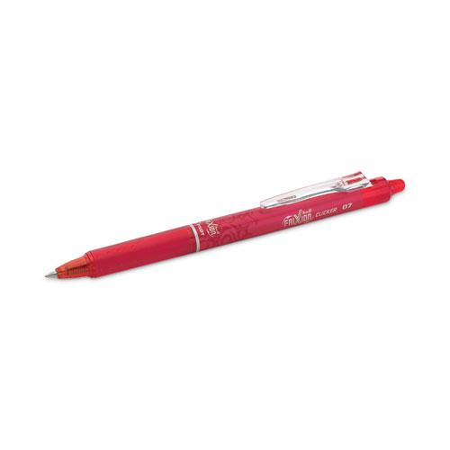 FriXion Clicker Erasable Gel Pen, Retractable, Fine 0.7 mm, Red Ink, Red Barrel. Picture 3