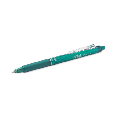 FriXion Clicker Erasable Gel Pen, Retractable, Fine 0.7 mm, Green Ink, Green Barrel, Dozen. Picture 3