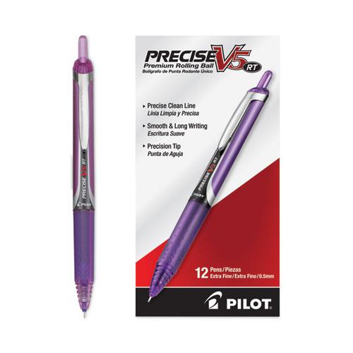Precise V5RT Roller Ball Pen, Retractable, Extra-Fine 0.5 mm, Purple Ink, Purple Barrel. Picture 4