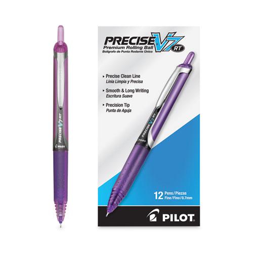 Precise V7RT Roller Ball Pen, Retractable, Fine 0.7 mm, Purple Ink, Purple Barrel. Picture 4