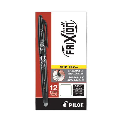 FriXion Ball Erasable Gel Pen, Stick, Fine 0.7 mm, Black Ink, Black/White Barrel. Picture 2