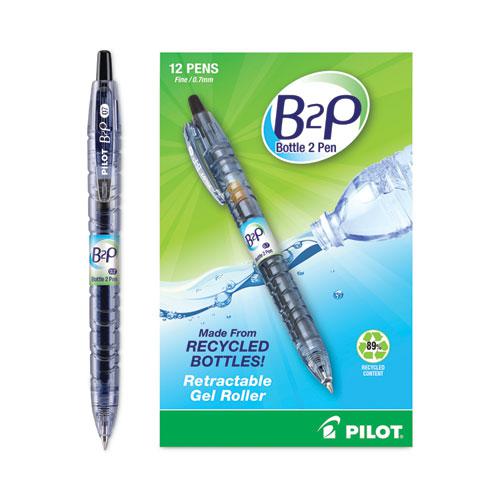 B2P Bottle-2-Pen Recycled Gel Pen, Retractable, Fine 0.7 mm, Black Ink, Translucent Blue Barrel. Picture 3