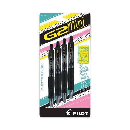 G2 Mini Gel Pen, Retractable, Fine 0.7 mm, Black Ink, Smoke/Black Barrel, 4/Pack. Picture 2