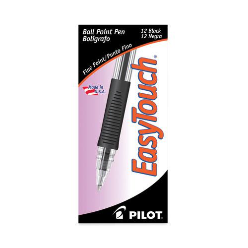 EasyTouch Ballpoint Pen, Stick, Fine 0.7 mm, Black Ink, Clear/Black Barrel, Dozen. Picture 2