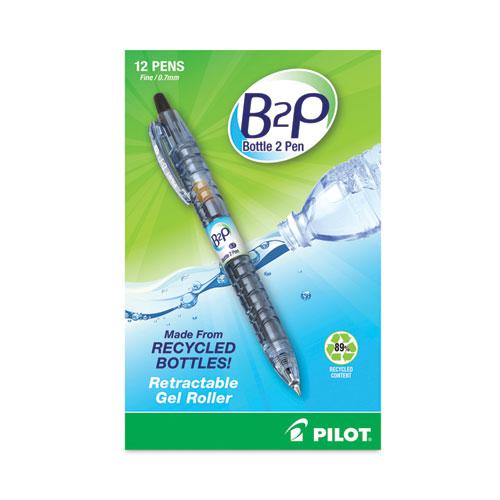 B2P Bottle-2-Pen Recycled Gel Pen, Retractable, Fine 0.7 mm, Black Ink, Translucent Blue Barrel. Picture 2