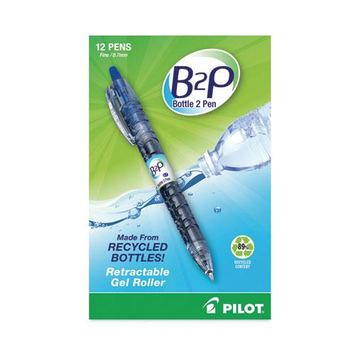 B2P Bottle-2-Pen Recycled Gel Pen, Retractable, Fine 0.7 mm, Blue Ink, Translucent Blue Barrel. Picture 2