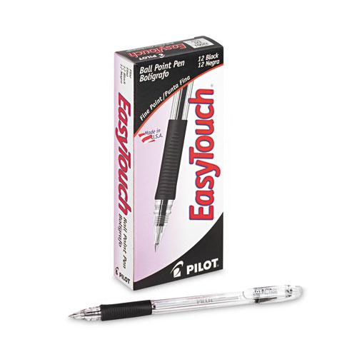 EasyTouch Ballpoint Pen, Stick, Fine 0.7 mm, Black Ink, Clear/Black Barrel, Dozen. Picture 6