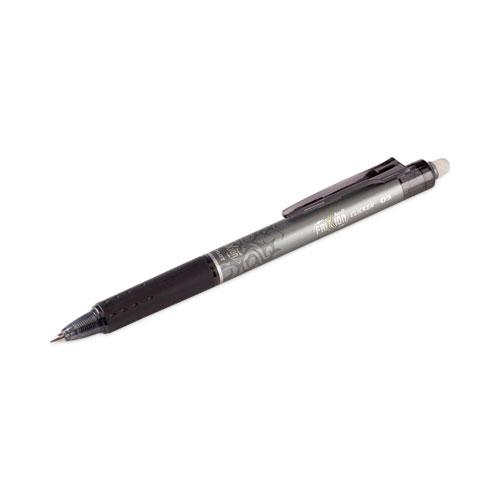 FriXion Clicker Erasable Gel Pen, Retractable, Extra-Fine 0.5 mm, Black Ink, Black Barrel, Dozen. Picture 3