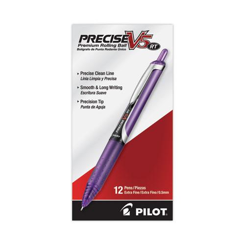 Precise V5RT Roller Ball Pen, Retractable, Extra-Fine 0.5 mm, Purple Ink, Purple Barrel. Picture 2
