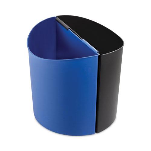 Desk-Side Recycling Receptacle, 7 gal, Plastic, Black/Blue. Picture 3