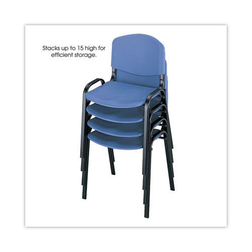 Stacking Chair, Supports Up to 250 lb, 18" Seat Height, Blue Seat, Blue Back, Black Base, 4/Carton. Picture 2