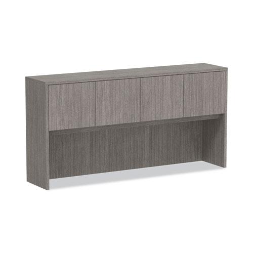 Alera Valencia Series Hutch with Doors, 4 Compartments, 70.63w x 15d x 35.38h, Gray. Picture 1