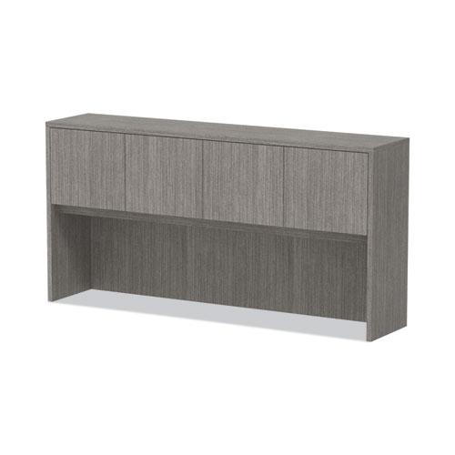 Alera Valencia Series Hutch with Doors, 4 Compartments, 70.63w x 15d x 35.38h, Gray. Picture 6