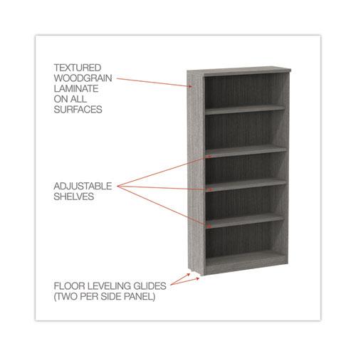 Alera Valencia Series Bookcase, Five-Shelf, 31.75w x 14d x 64.75h, Gray. Picture 3
