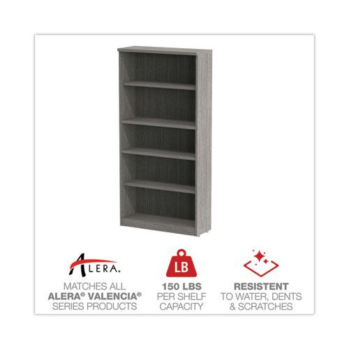 Alera Valencia Series Bookcase, Five-Shelf, 31.75w x 14d x 64.75h, Gray. Picture 4