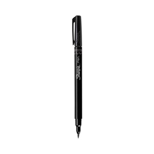 Brush Tip Pens, Fine Brush Tip, Black, Dozen. Picture 1