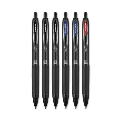 207 Plus+ Gel Pen, Retractable, Medium 0.7 mm, Assorted Ink Colors, Black Barrel, 6/Pack. Picture 2