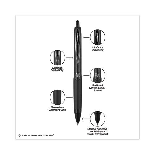 207 Plus+ Gel Pen, Retractable, Medium 0.7 mm, Assorted Ink Colors, Black Barrel, 6/Pack. Picture 4