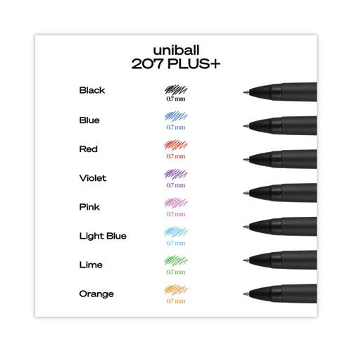 207 Plus+ Gel Pen, Retractable, Medium 0.7 mm, Assorted Ink Colors, Black Barrel, 6/Pack. Picture 6