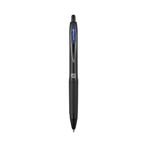 207 Plus+ Gel Pen, Retractable, Medium 0.7 mm, Blue Ink, Black Barrel, Dozen. Picture 2