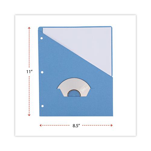 Slash-Cut Pockets for Three-Ring Binders, Jacket, Letter, 11 Pt., Blue, 10/Pack. Picture 3