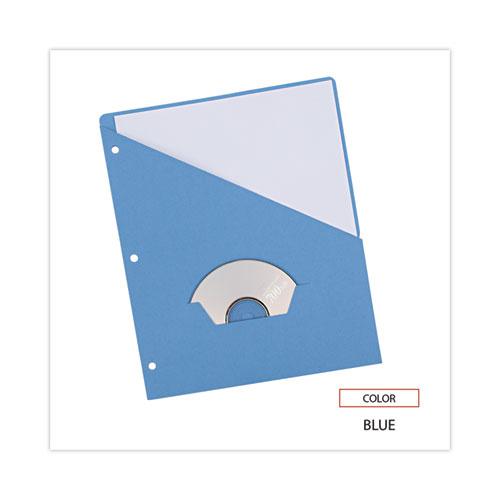 Slash-Cut Pockets for Three-Ring Binders, Jacket, Letter, 11 Pt., Blue, 10/Pack. Picture 7