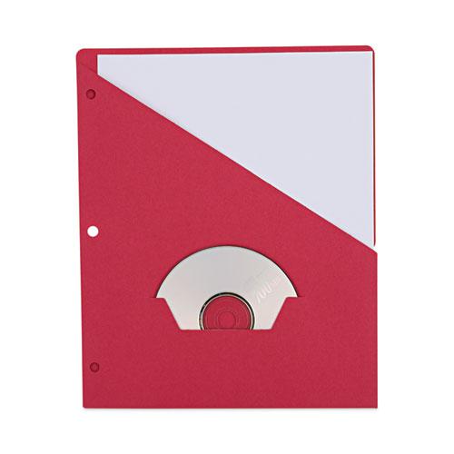 Slash-Cut Pockets for Three-Ring Binders, Jacket, Letter, 11 Pt., 8.5 x 11, Red, 10/Pack. Picture 1