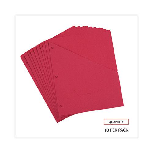 Slash-Cut Pockets for Three-Ring Binders, Jacket, Letter, 11 Pt., 8.5 x 11, Red, 10/Pack. Picture 3