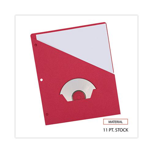 Slash-Cut Pockets for Three-Ring Binders, Jacket, Letter, 11 Pt., 8.5 x 11, Red, 10/Pack. Picture 5