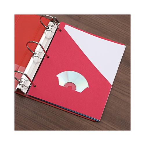 Slash-Cut Pockets for Three-Ring Binders, Jacket, Letter, 11 Pt., 8.5 x 11, Red, 10/Pack. Picture 6