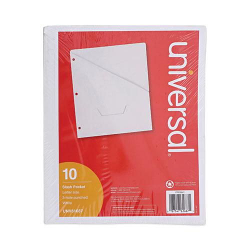 Slash-Cut Pockets for Three-Ring Binders, Jacket, Letter, 11 Pt., 9.75 x 11.75, White, 10/Pack. Picture 2