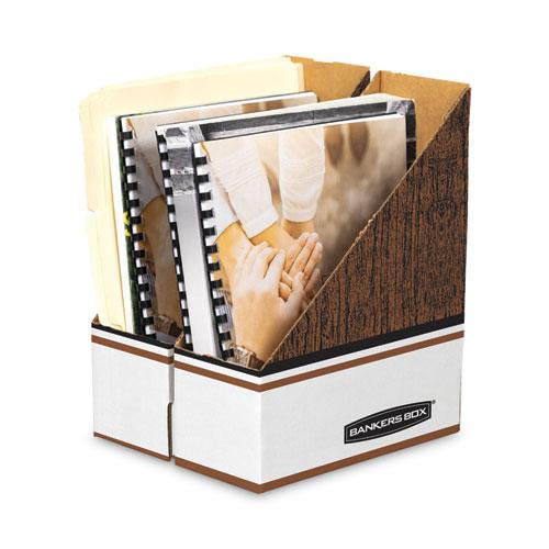 Corrugated Cardboard Magazine File, 4 x 9 x 11.5, Wood Grain, 12/Carton. Picture 6