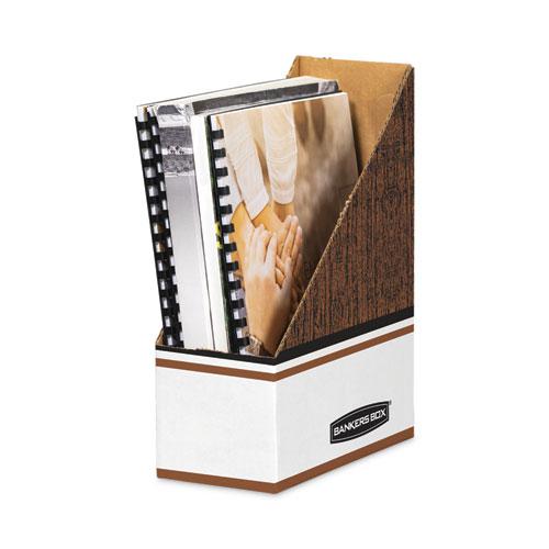 Corrugated Cardboard Magazine File, 4 x 9 x 11.5, Wood Grain, 12/Carton. Picture 2