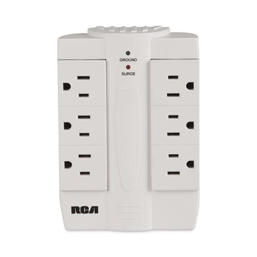 6 Outlet Swivel Surge Protector, 6 AC Outlets, 1,200 J, White. Picture 3