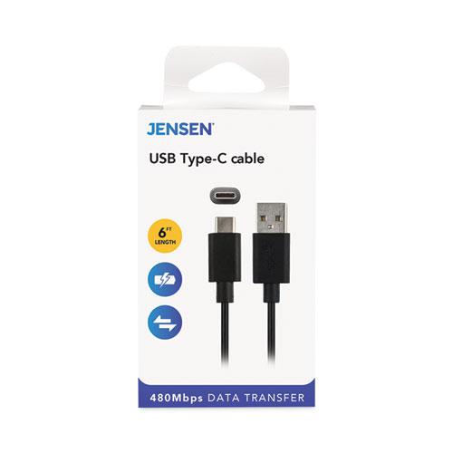 USB-A to USB-C Cable, 6 ft, Black. Picture 1