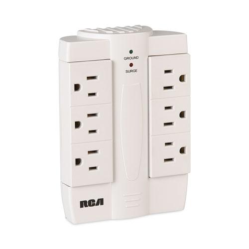 6 Outlet Swivel Surge Protector, 6 AC Outlets, 1,200 J, White. Picture 4