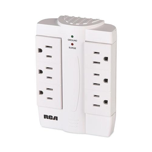 6 Outlet Swivel Surge Protector, 6 AC Outlets, 1,200 J, White. Picture 2
