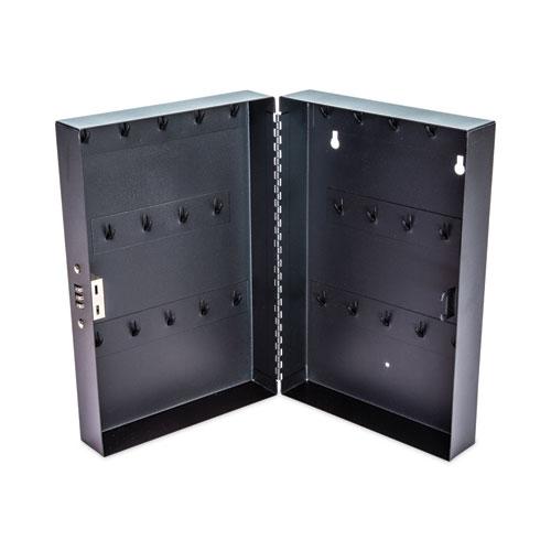 Combination Lockable Key Cabinet, 28-Key, Metal, Black, 7.75 x 3.25 x 11.5. Picture 3