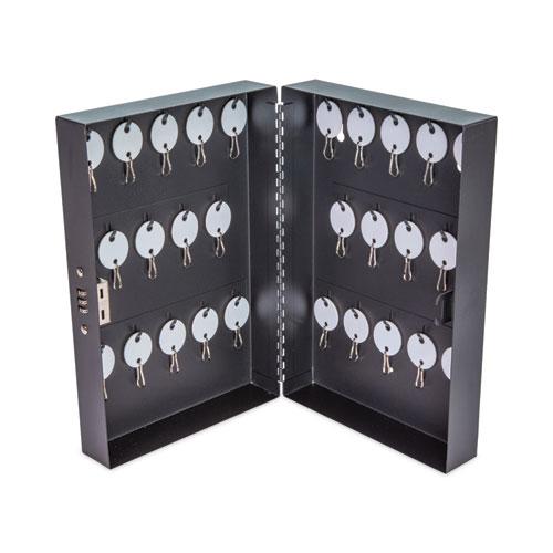 Combination Lockable Key Cabinet, 28-Key, Metal, Black, 7.75 x 3.25 x 11.5. Picture 1