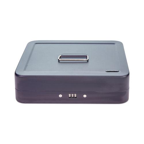 Cash Box with Combination Lock, 6 Compartments, 11.8 x 9.5 x 3.2, Charcoal. Picture 1